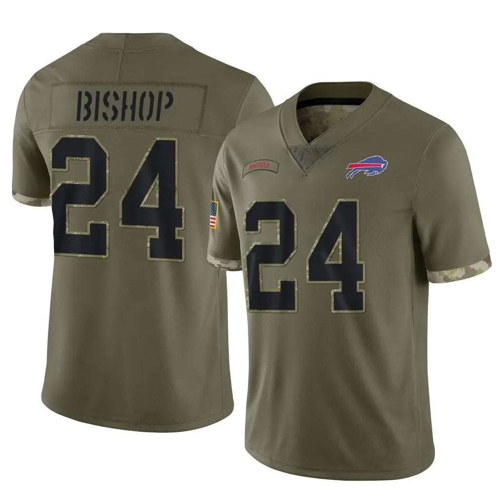 STECN B.Bills #24 Cole Bishop Player Olive Salute To Service Game Stitched Jerseys