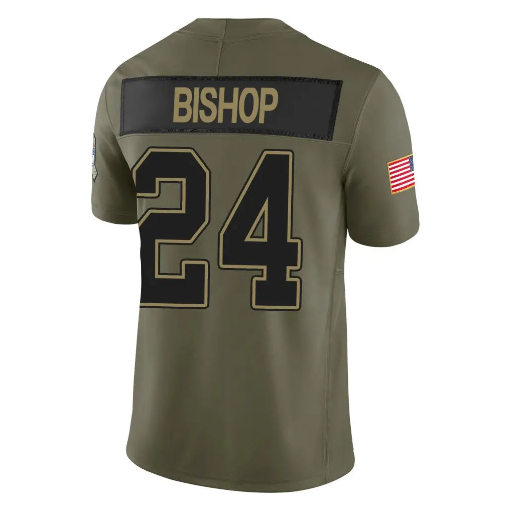 STECN B.Bills #24 Cole Bishop Player Olive Salute To Service Limited Home Game Stitched Jerseys