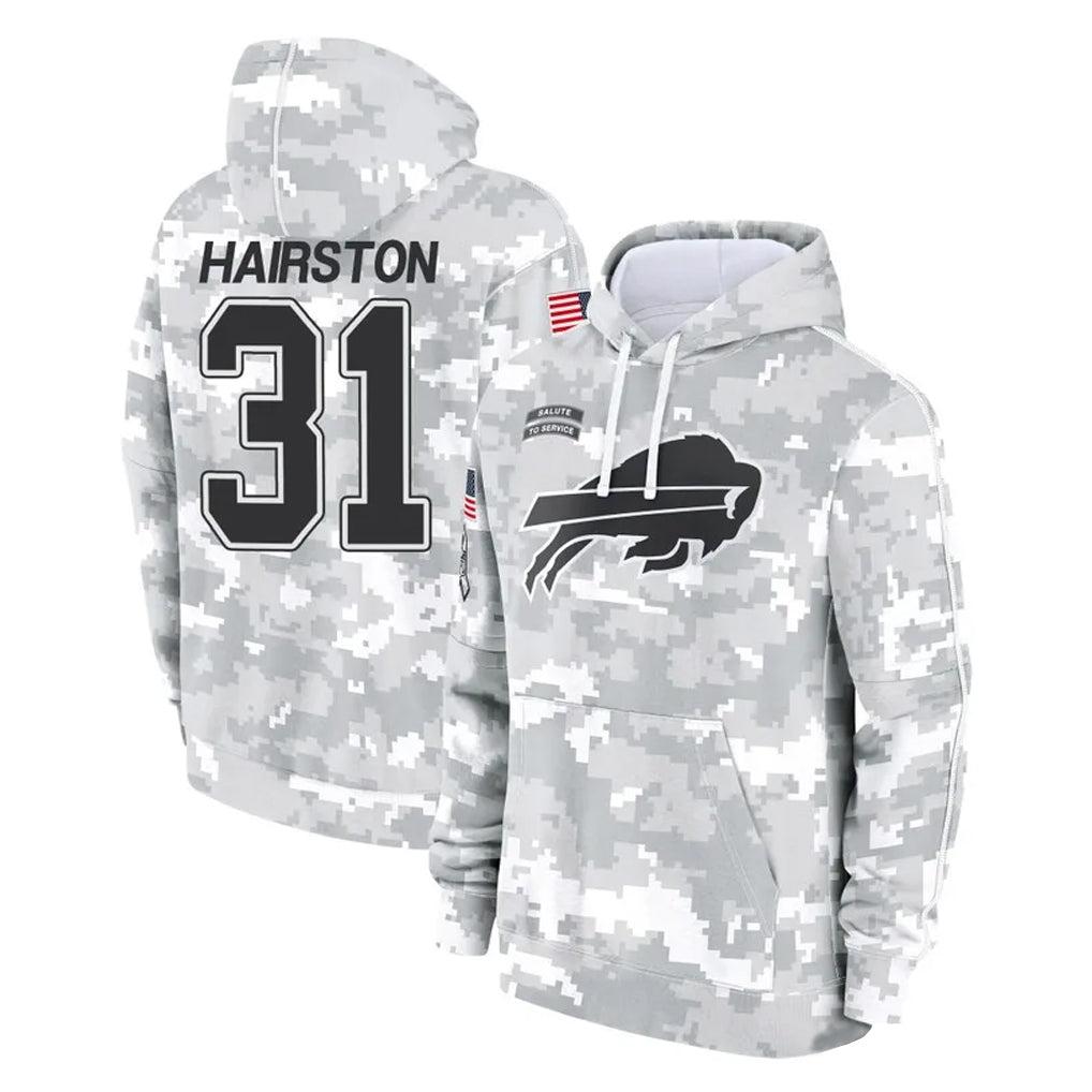 STECN B.Bills #31 Maxwell Hairston Player Arctic Camo Salute to Service Hoodies Limited Stitched Jerseys