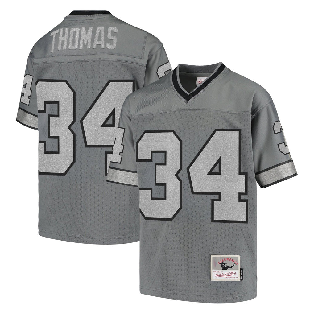 STECN B.Bills #34 Thurman Thomas Player Gray Throwback Replica Stitched Jerseys