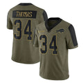 STECN B.Bills #34 Thurman Thomas Player Olive Salute To Service Limited Stitched Jerseys