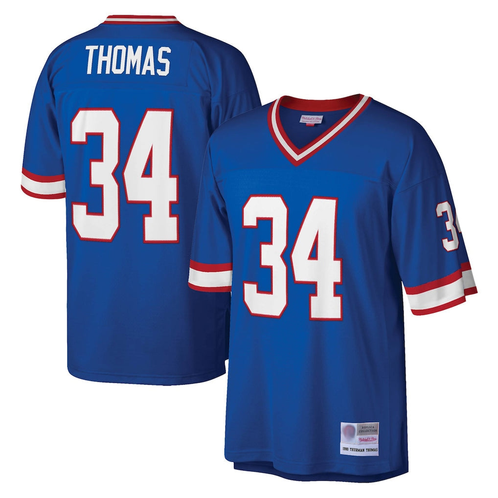 STECN B.Bills #34 Thurman Thomas Player Royal Mitchell & Ness Legacy Replica Stitched Jerseys