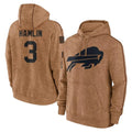 STECN B.Bills #3 Damar Hamlin Player Brown Salute to Service Hoodies Stitched Jerseys