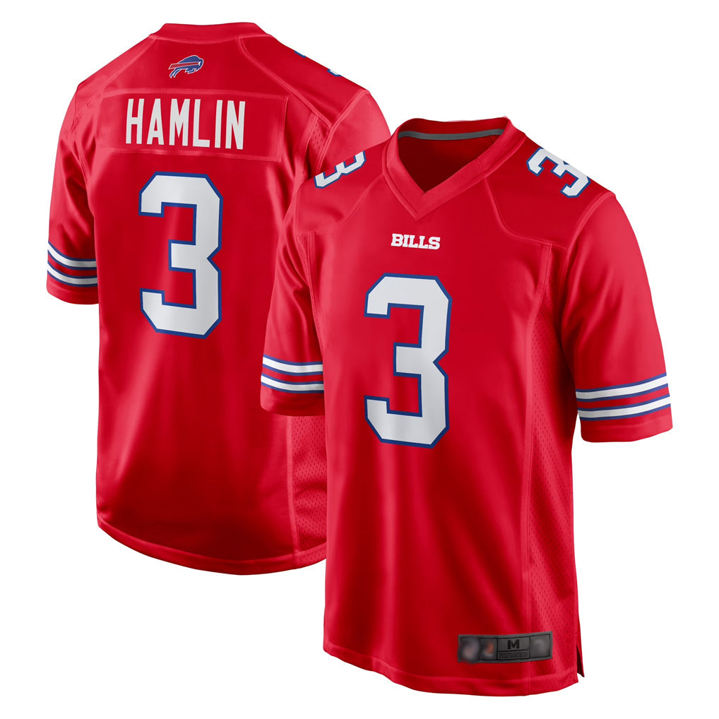 STECN B.Bills #3 Damar Hamlin Player Red Home Game Stitched Jerseys
