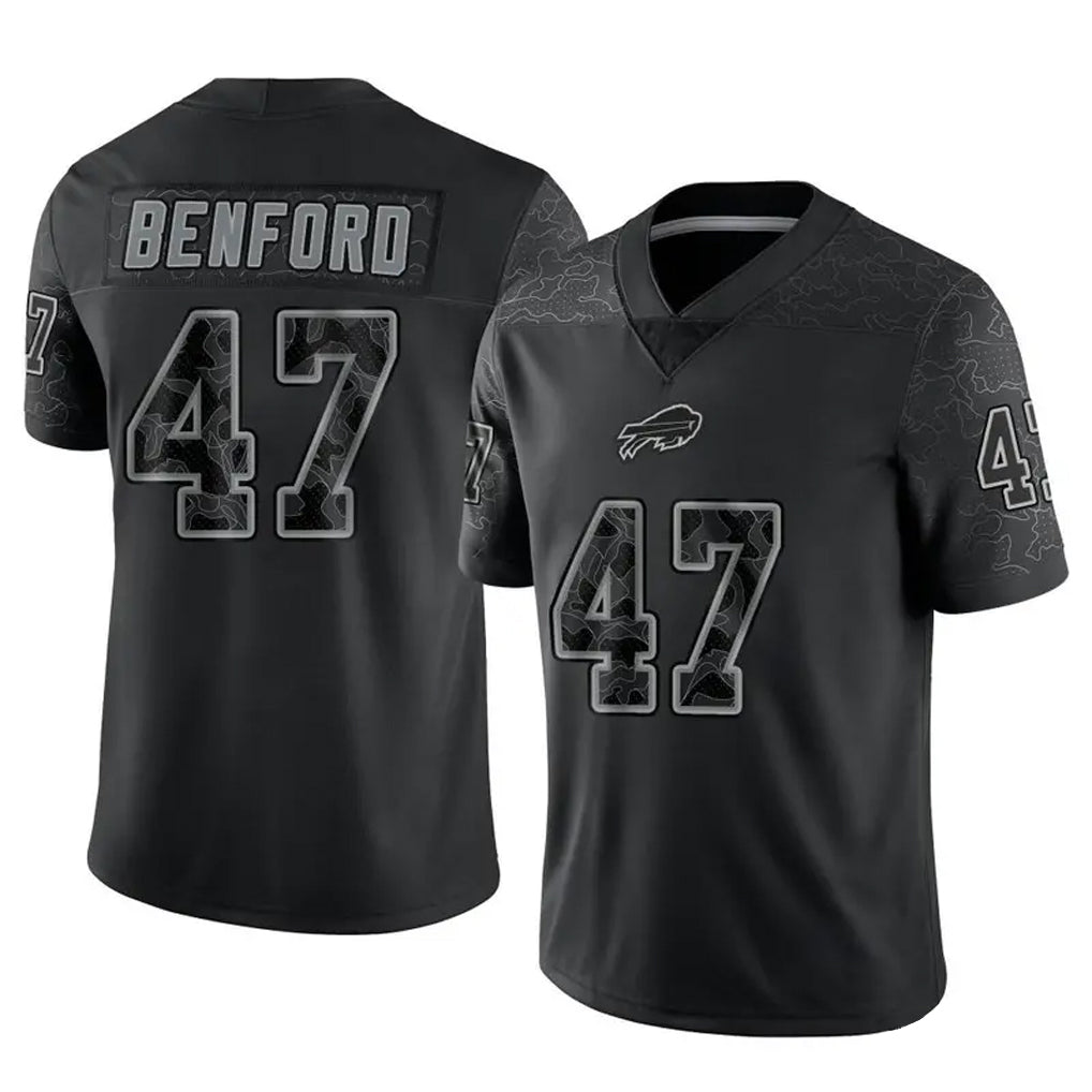 STECN B.Bills #47 Christian Benford Player Black RFLCTV Limited Stitched Jerseys