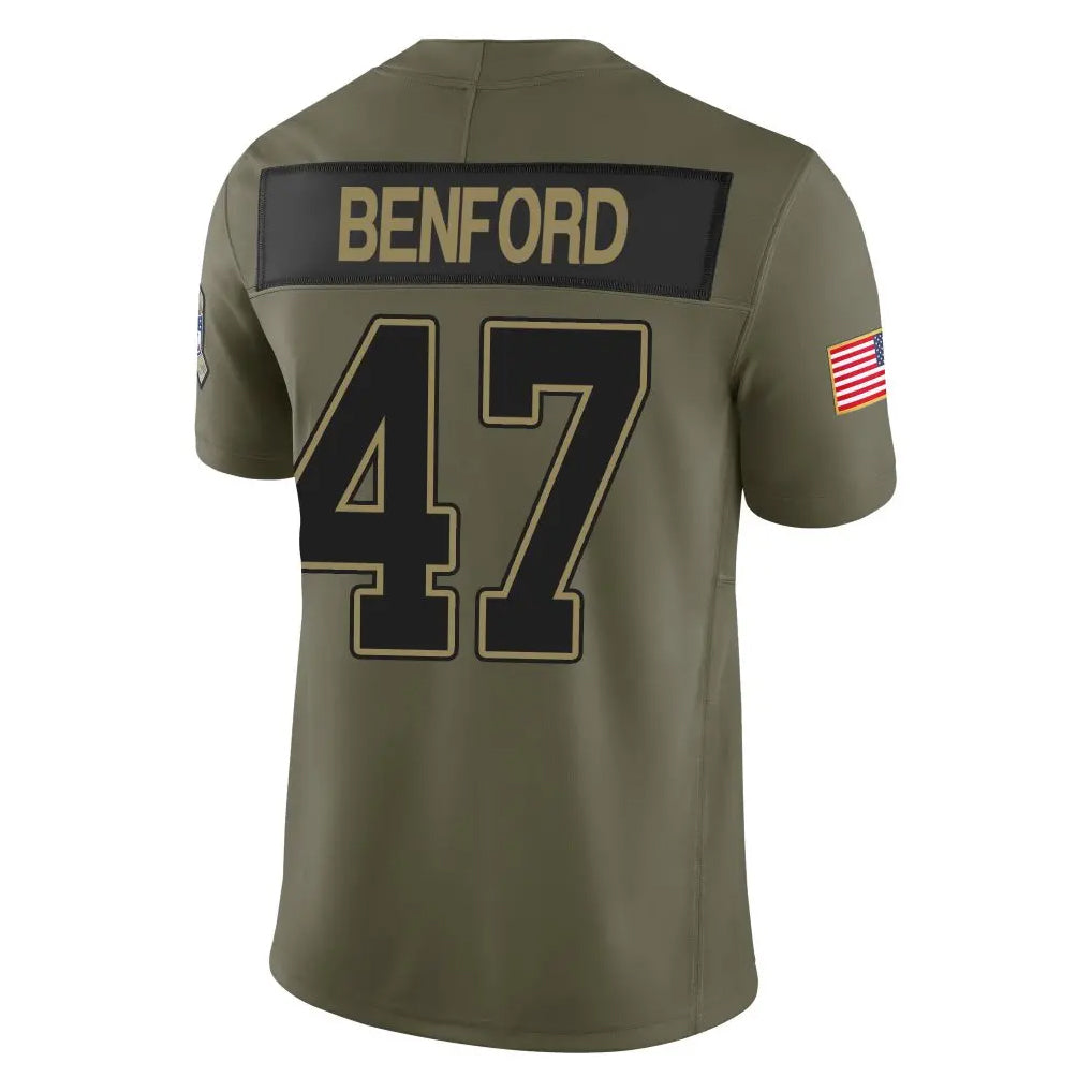 STECN B.Bills #47 Christian Benford Player Olive Salute to Service Vapor F.U.S.E. Limited Stitched Jerseys