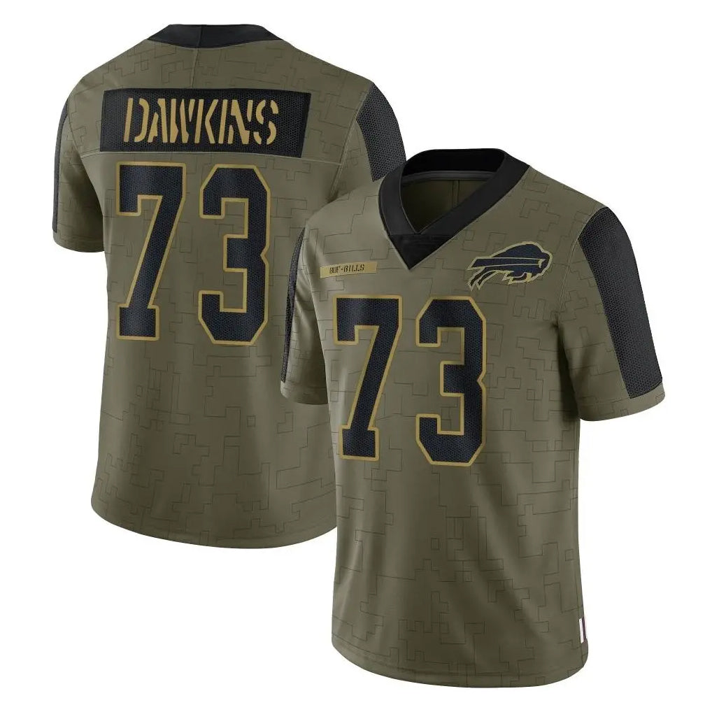 STECN B.Bills #73 Dion Dawkins Player Olive Salute To Service Limited Home Stitched Jerseys
