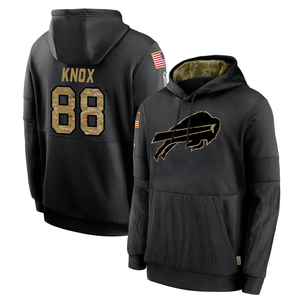STECN B.Bills #88 Dawson Knox Player Black Salute to Service Hoodies Hame Stitched Jerseys