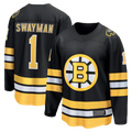 STECN B.Bruins #1 Jeremy Swayman Black Home Breakaway Stitched Jerseys