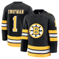 STECN B.Bruins #1 Jeremy Swayman Black Home Premium Stitched Jerseys