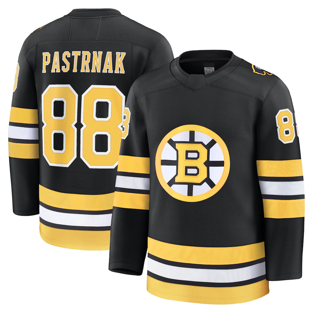 STECN B.Bruins #88 David Pastrnak Black Home Premium Player Stitched Jerseys