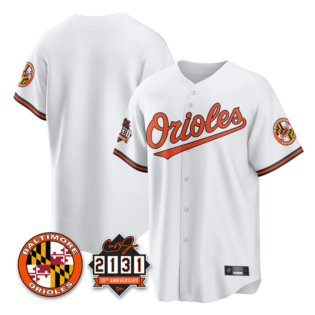 STECN B.Orioles White 30th Anniversary of 2131 Home Game Blank Player Stitched Jerseys