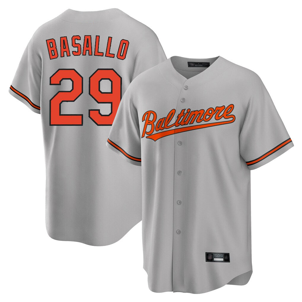 STECN B.Orioles #29 Samuel Basallo Player Gray Home Game Stitched Jerseys