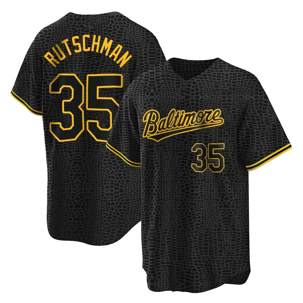 STECN B.Orioles #35 Adley Rutschman Player Black Snake Skin City Home Game Stitched Jerseys