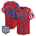 STECN B.Orioles #35 Adley Rutschman Player Red USA 250 Independence Day Vapor Premier Limited Home Game Stitched Jerseys