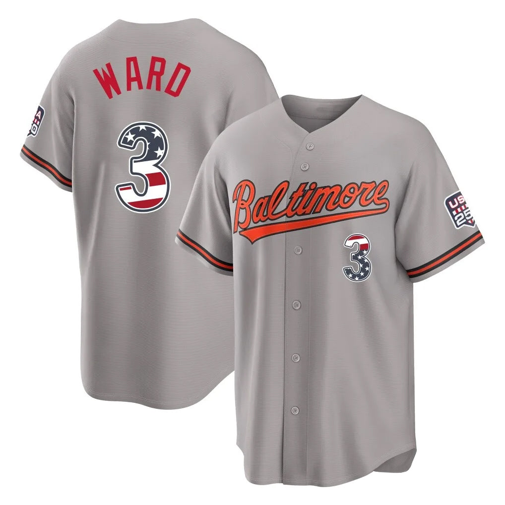 STECN B.Orioles #3 Taylor Ward Player Gray USA 250 Fourth of July Home Game Stitched Jerseys