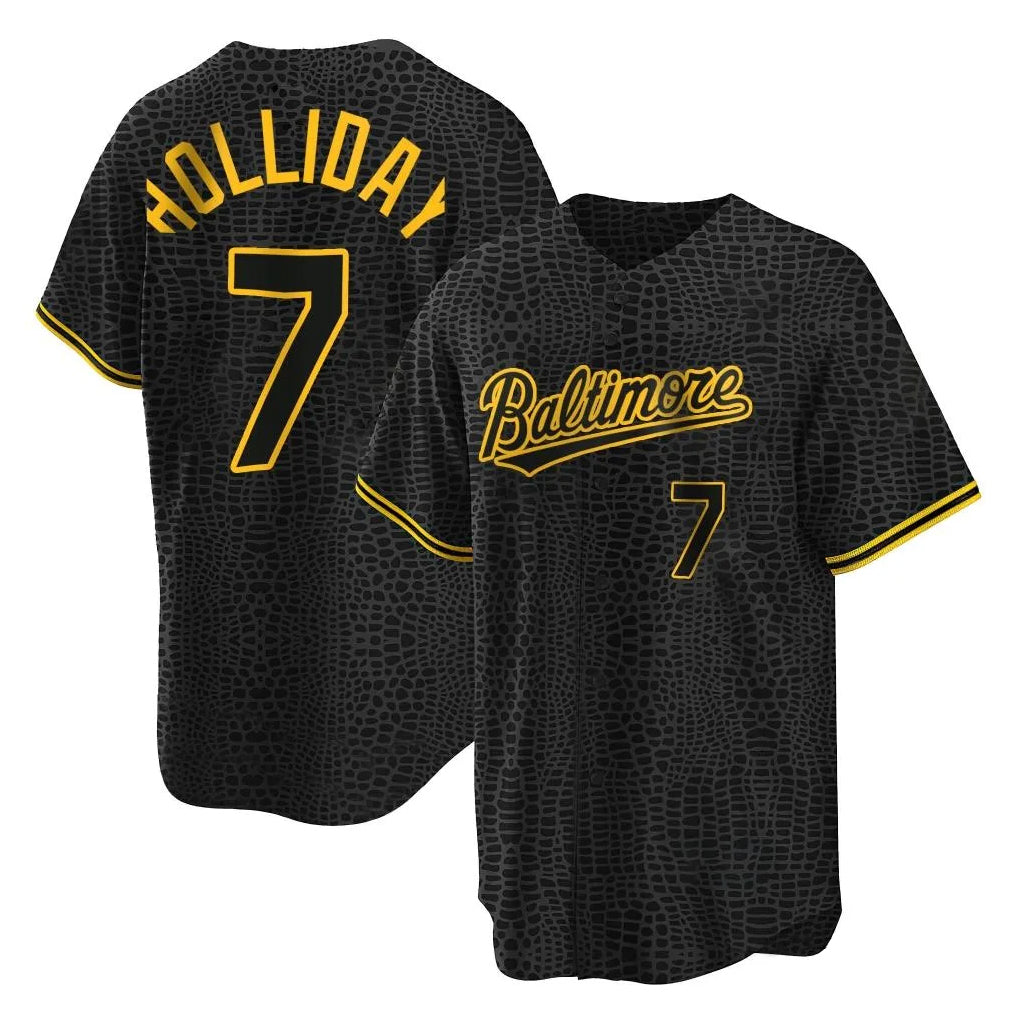 STECN B.Orioles #7 Jackson Holliday Player Black Snake Skin City Home Game Stitched Jerseys