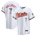 STECN B.Orioles #7 Jackson Holliday Player White USA 250 Fourth of July Home Game Stitched Jerseys