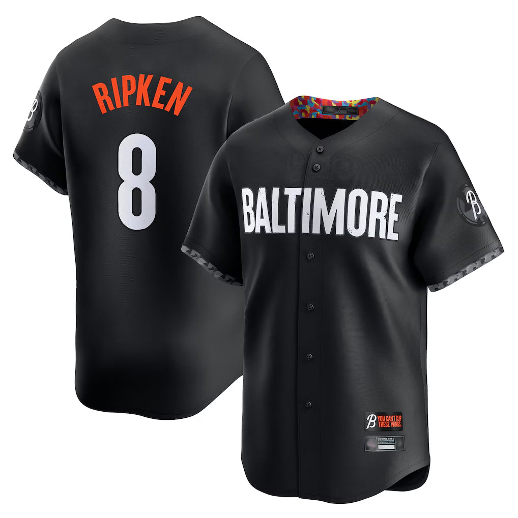 STECN B.Orioles #8 Cal Ripken Player Black City Connect Limited Home Game Stitched Jerseys
