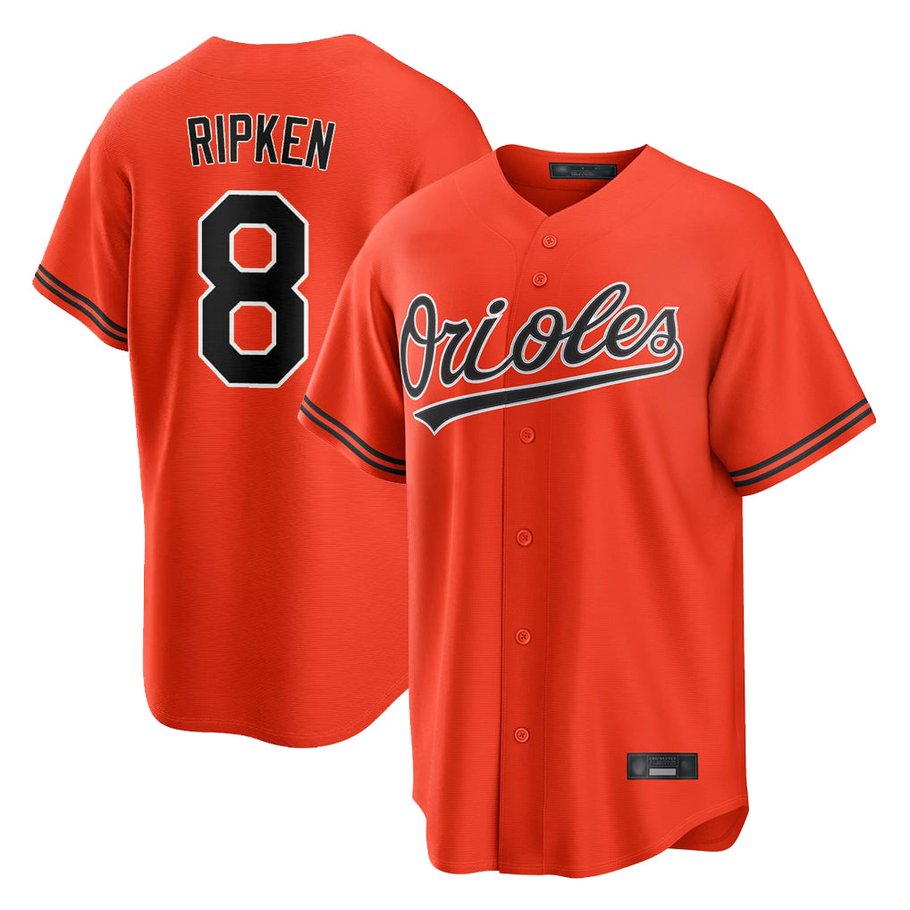 STECN B.Orioles #8 Cal Ripken Player Orange Home Game Stitched Jerseys