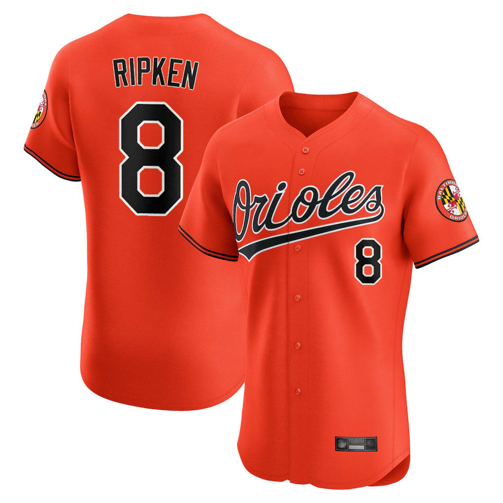 STECN B.Orioles #8 Cal Ripken Player Orange Limited Elite Home Game Stitched Jerseys