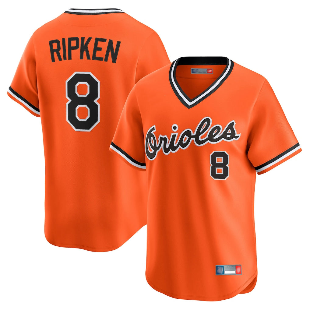STECN B.Orioles #8 Cal Ripken Player Orange T-shirt Limited Home Game Stitched Jerseys
