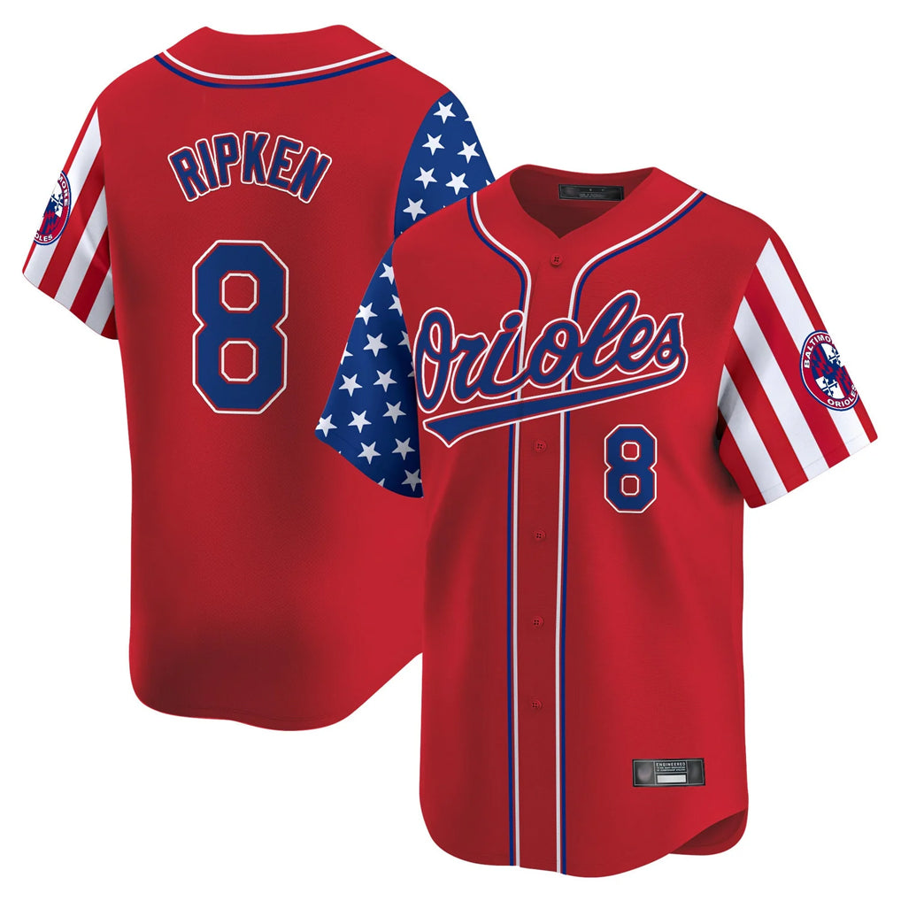STECN B.Orioles #8 Cal Ripken Player Red Independence Day Vapor Premier Limited Home Game Stitched Jerseys