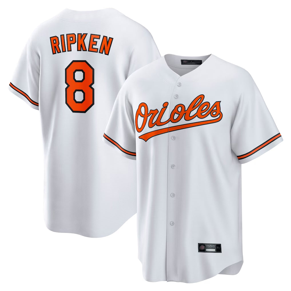 STECN B.Orioles #8 Cal Ripken Player White Home Game Stitched Jerseys