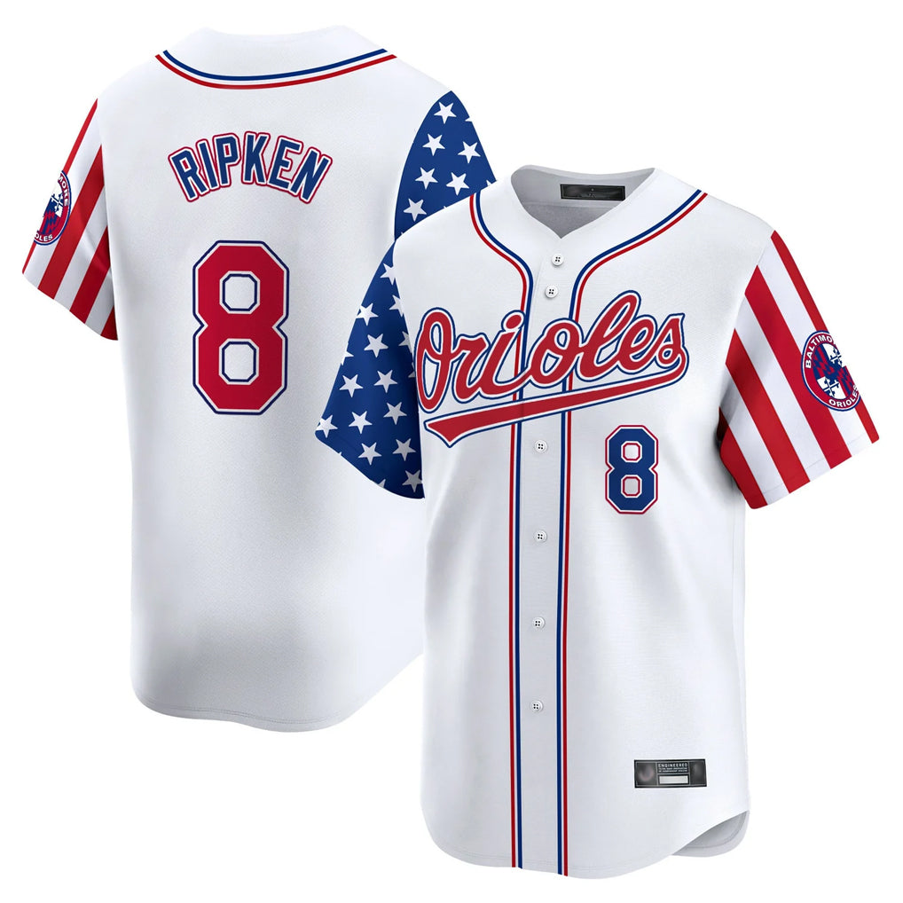 STECN B.Orioles #8 Cal Ripken Player White Independence Day Vapor Premier Home Game Stitched Jerseys