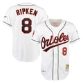 STECN B.Orioles #8 Cal Ripken Player White Mitchell & Ness Home Game Stitched Jerseys