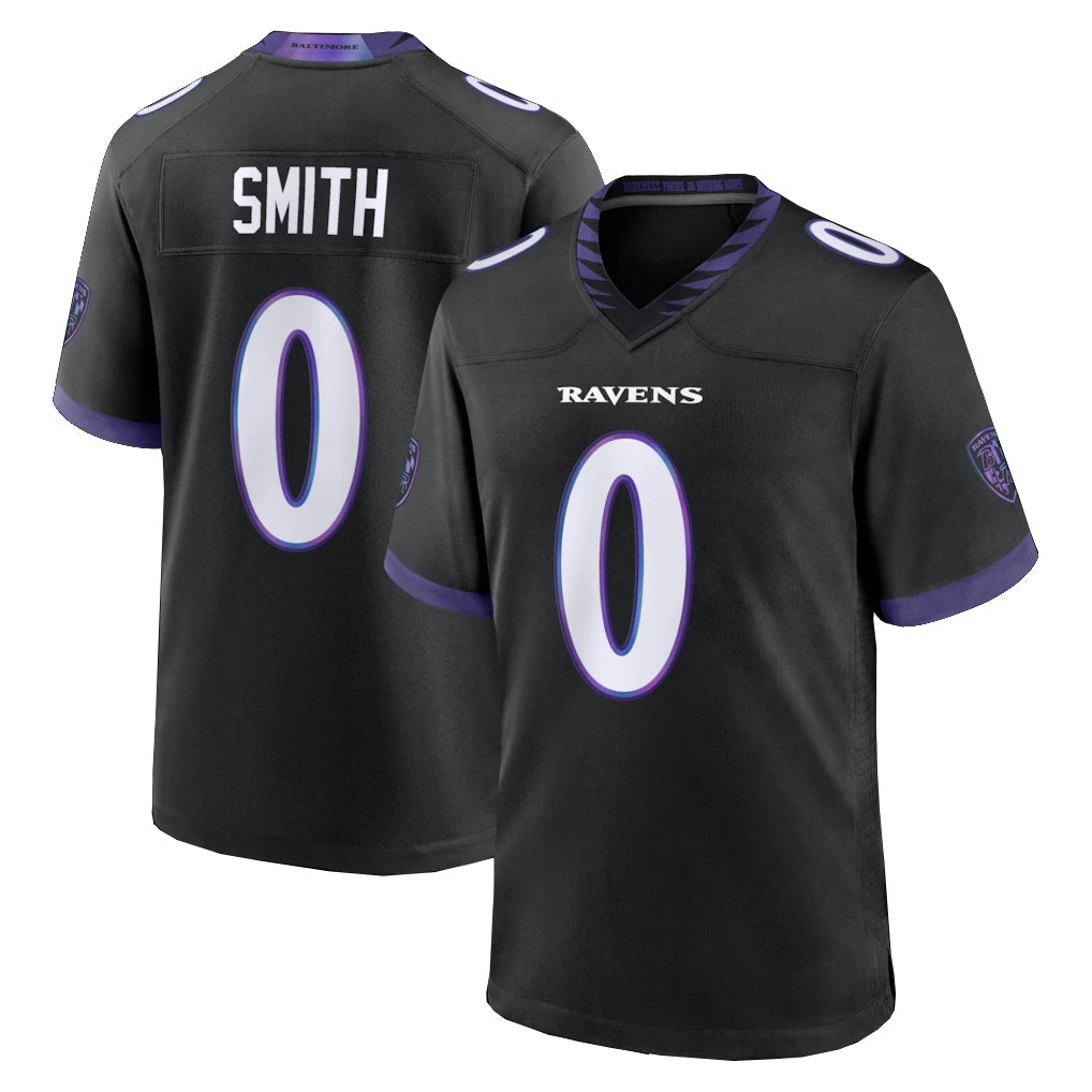 STECN B.Ravens #0 Roquan Smith Player Black Home Game Stitched Jerseys