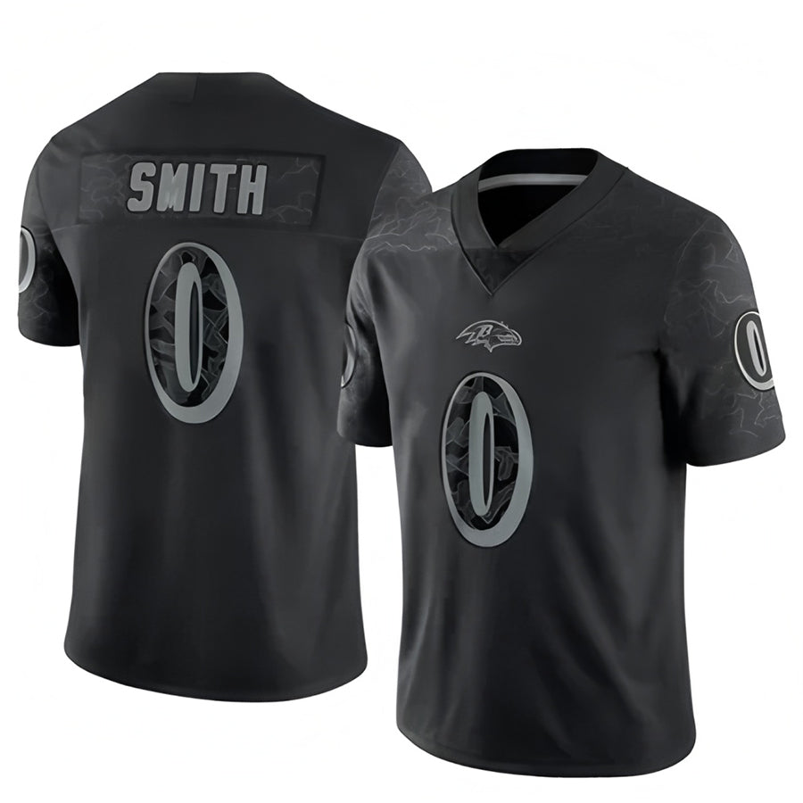 STECN B.Ravens #0 Roquan Smith Player Black REFLECTIVE Limited Stitched Jerseys