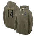 STECN B.Ravens #14 Kyle Hamilton Player Olive Salute to Service Hoodie Stitched Jerseys