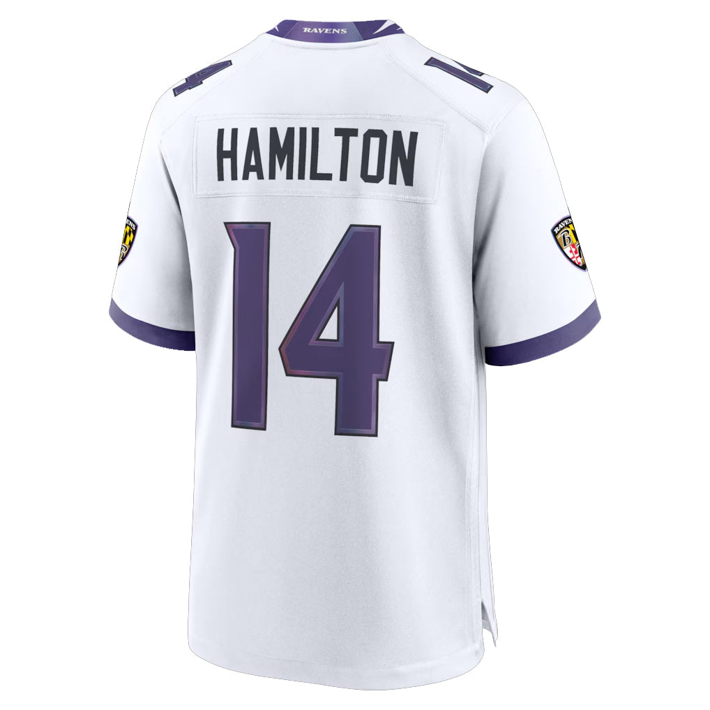 STECN B.Ravens #14 Kyle Hamilton Player White Home Game Stitched Jerseys
