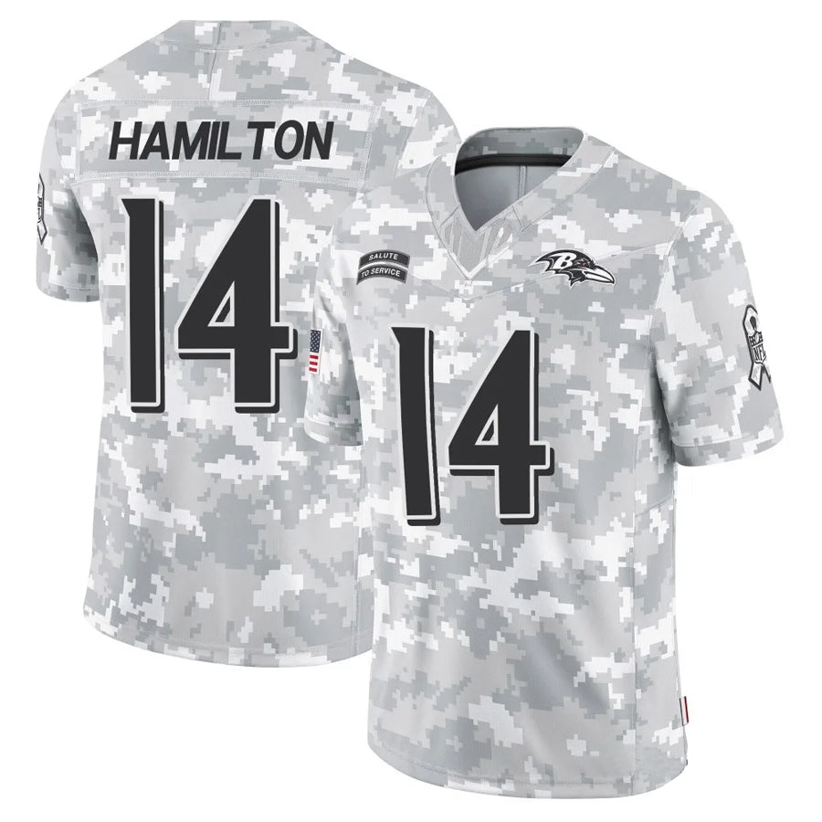 STECN B.Ravens #14 Kyle Hamilton Player Arctic Camo Salute to Service Limited Stitched Jerseys