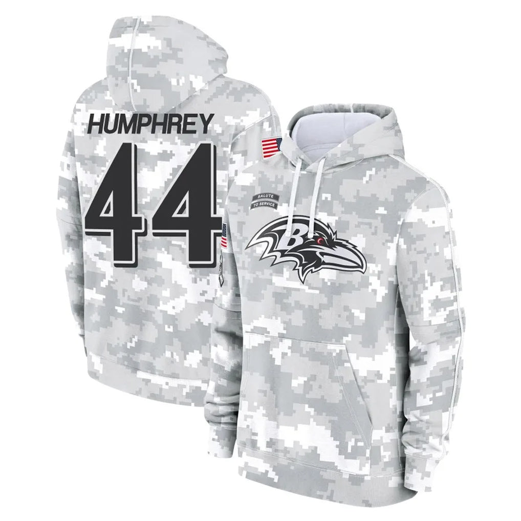 STECN B.Ravens #44 Marlon Humphrey Player Arctic Camo Salute To Service Hoodie Stitched Jerseys