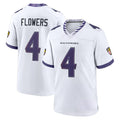 STECN B.Ravens #4 Zay Flowers Player White Home Game Stitched Jerseys