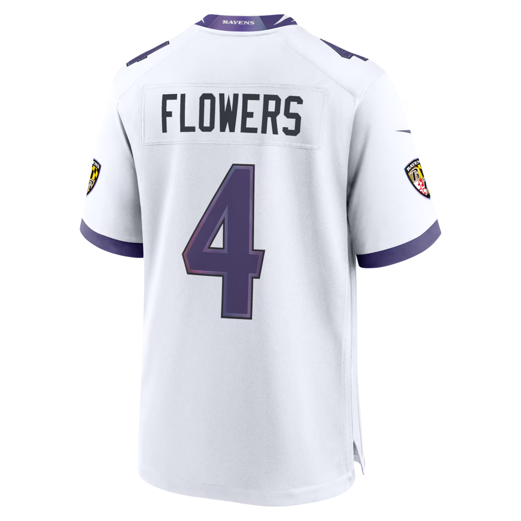 STECN B.Ravens #4 Zay Flowers White Game Stitched Jerseys