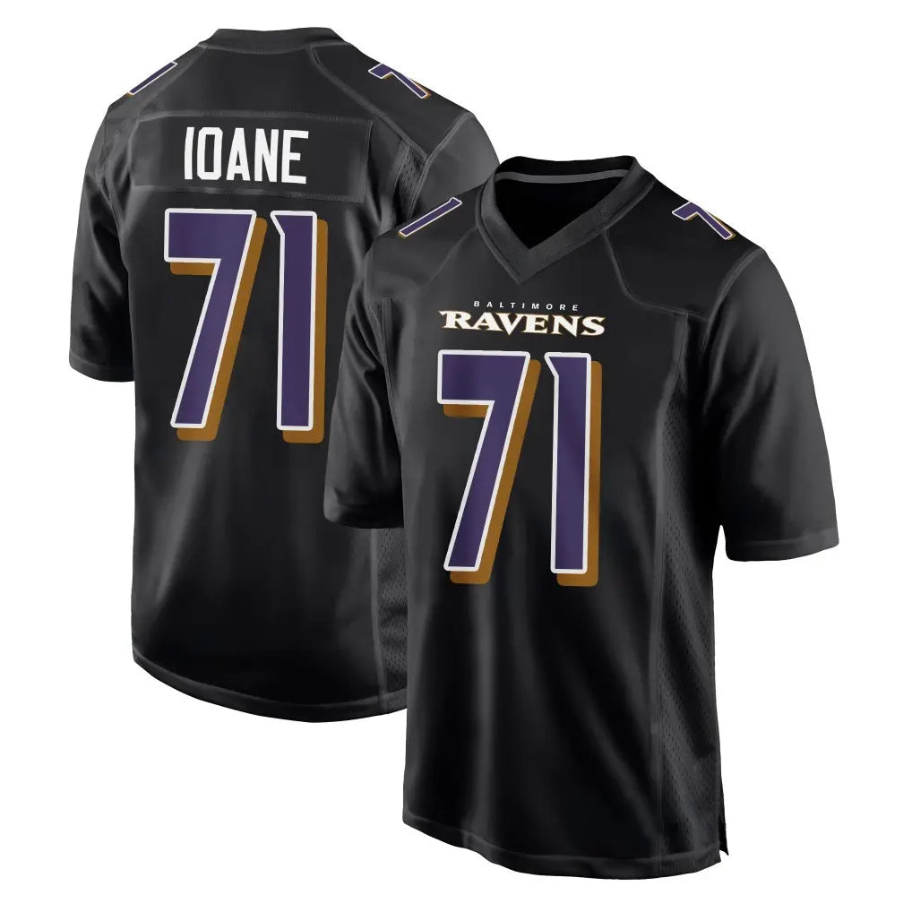 STECN B.Ravens #71 Olaivavega Ioane Player Black Carbon Fashion Home Stitched Jerseys
