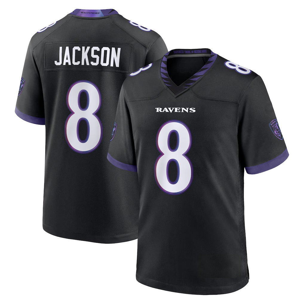 STECN B.Ravens #8 Lamar Jackson Player Black Home Game Stitched Jerseys