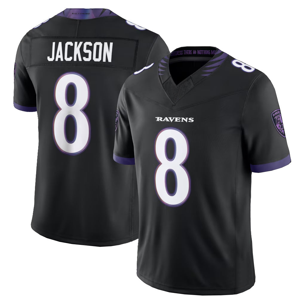 STECN B.Ravens #8 Lamar Jackson Player Black Limited Elite Home Game Stitched Jerseys