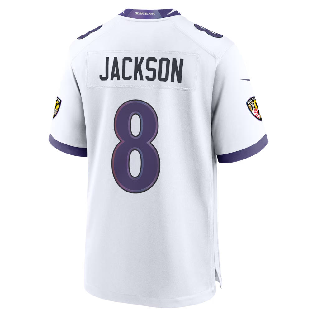 STECN B.Ravens #8 Lamar Jackson White Game Stitched Jerseys