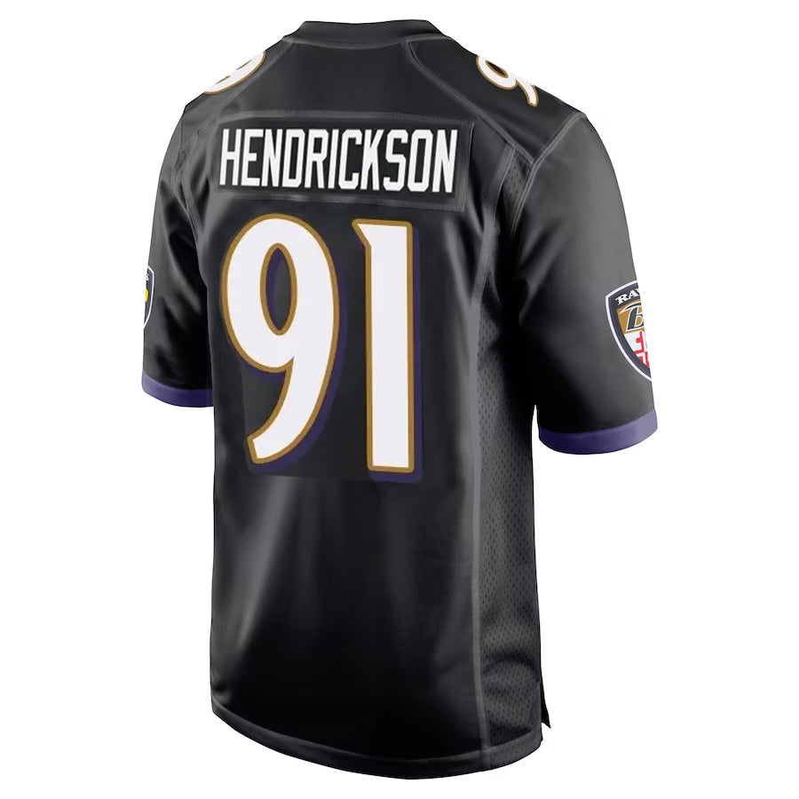 STECN B.Ravens #91 Trey Hendrickson Player Black Alternate Home Game Stitched Jerseys