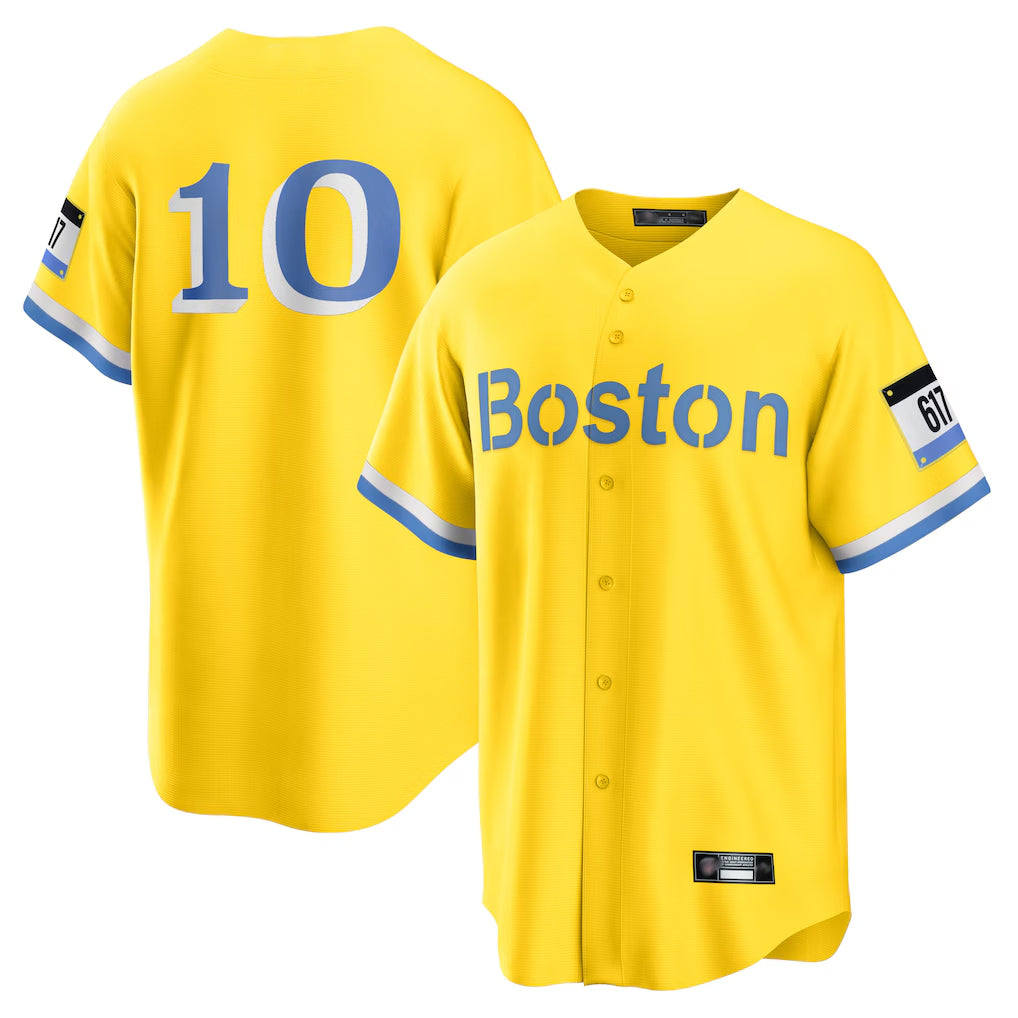 STECN B.Red Sox #10 Trevor Story Player Yellow Home Game Stitched Jerseys