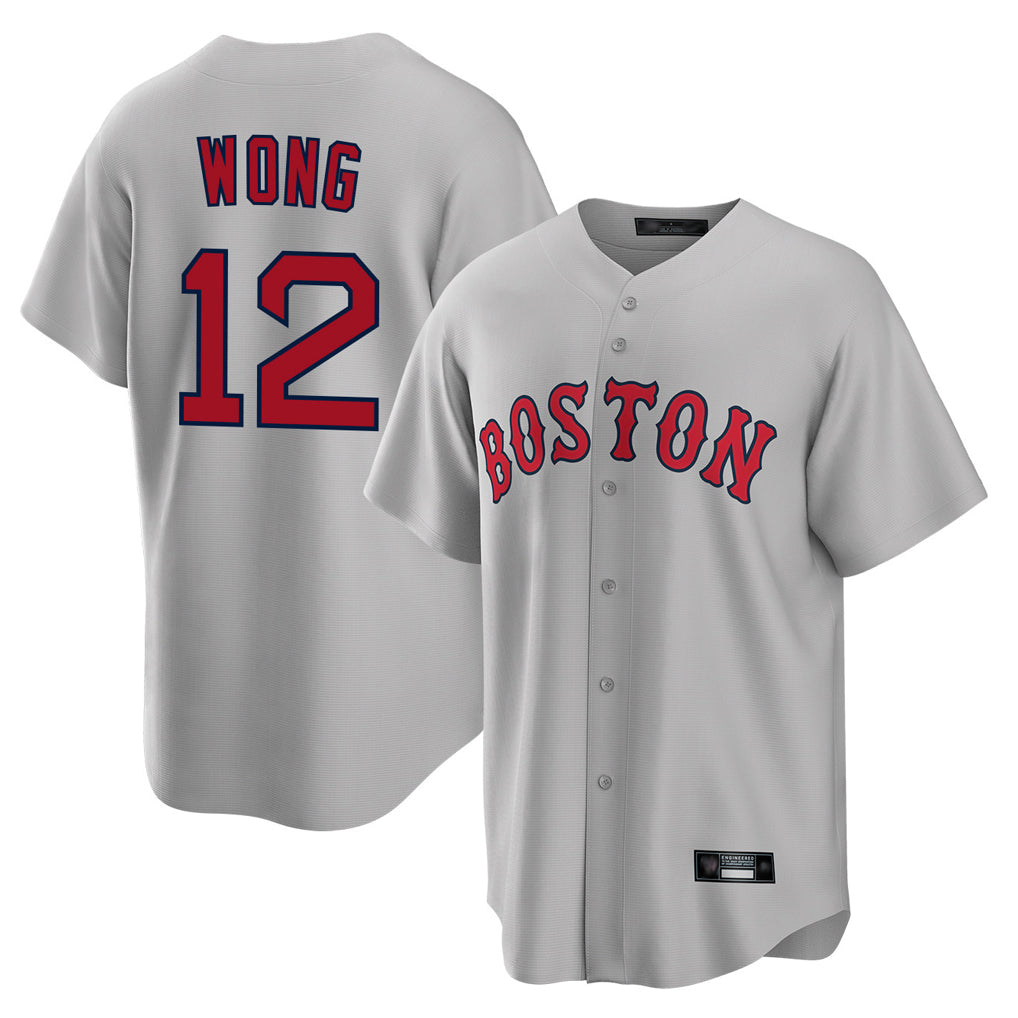 STECN B.Red Sox #12 Connor Wong Player Gray Road Home Game Stitched Jerseys