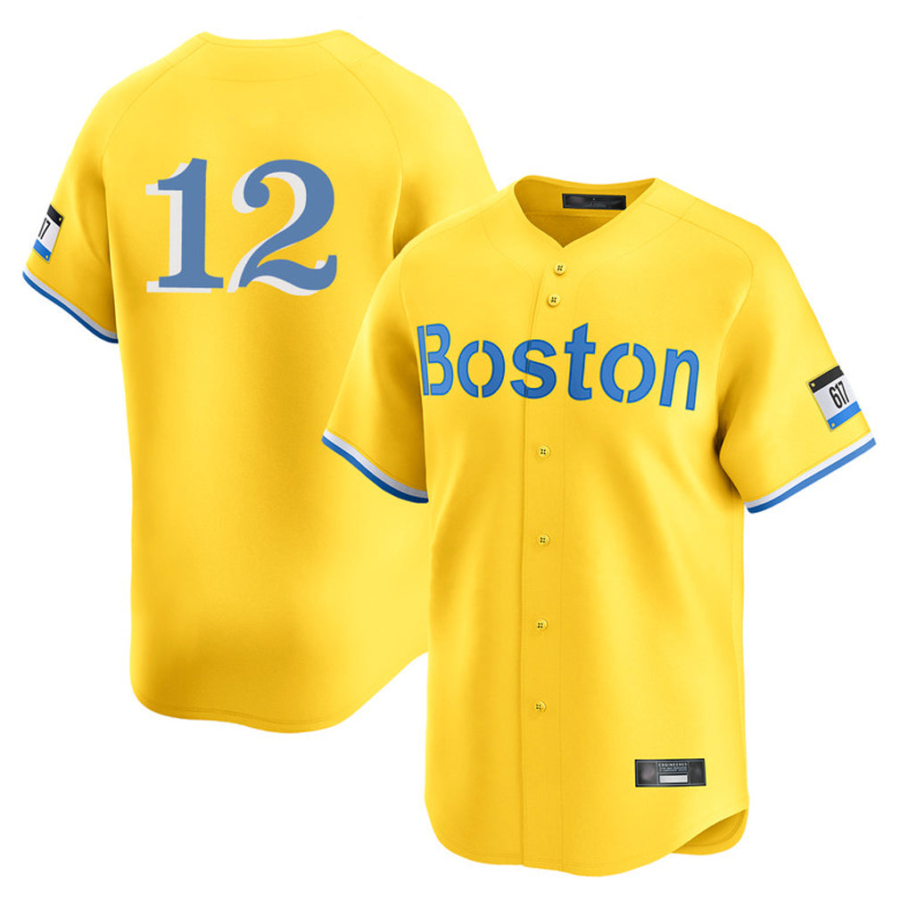STECN B.Red Sox #12 Connor Wong Player Yellow Limited Home Game Stitched Jerseys