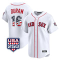 STECN B.Red Sox #16 Jarren Duran Player White USA 250 Fourth of July Limited Home Game Stitched Jerseys