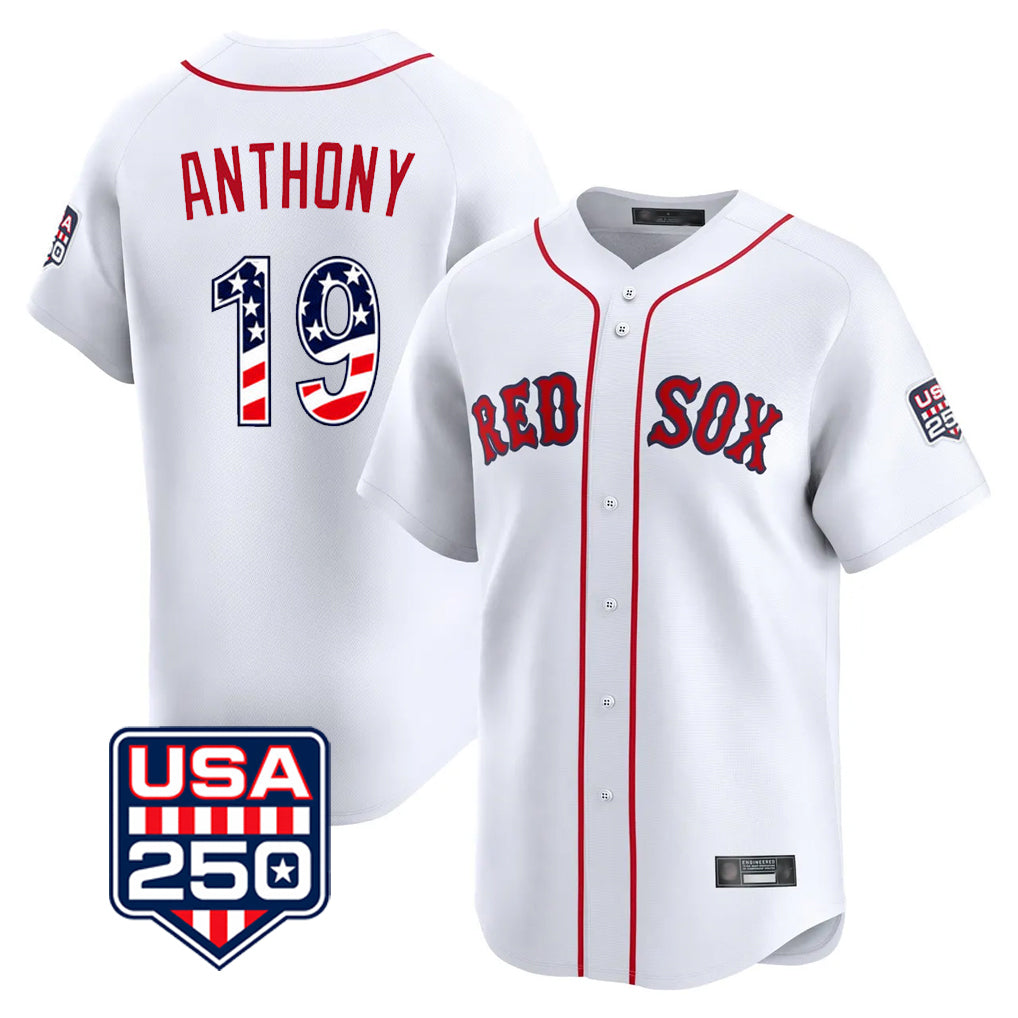 STECN B.Red Sox #19 Roman Anthony Player White USA 250 Fourth of July Limited Home Game Stitched Jerseys