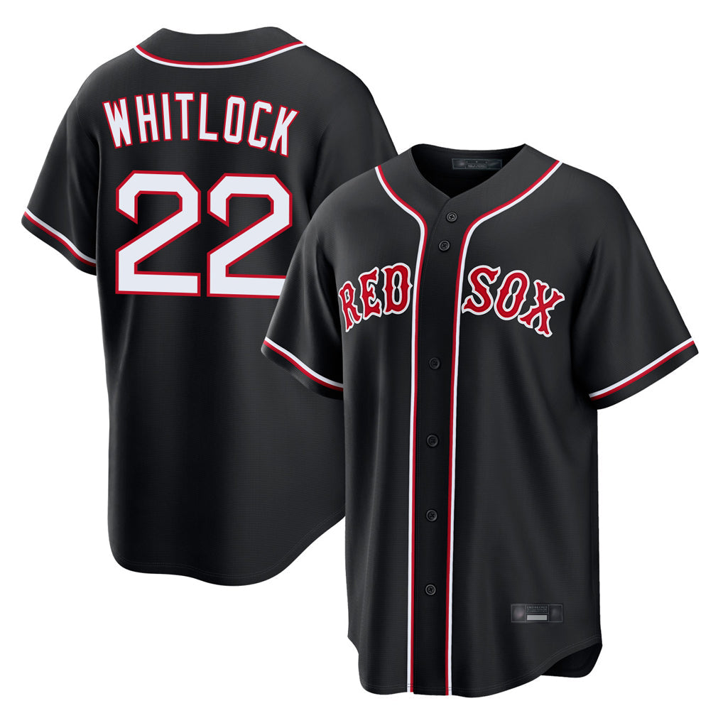 STECN B.Red Sox #22 Garrett Whitlock Player Black Out Home Game Stitched Jerseys
