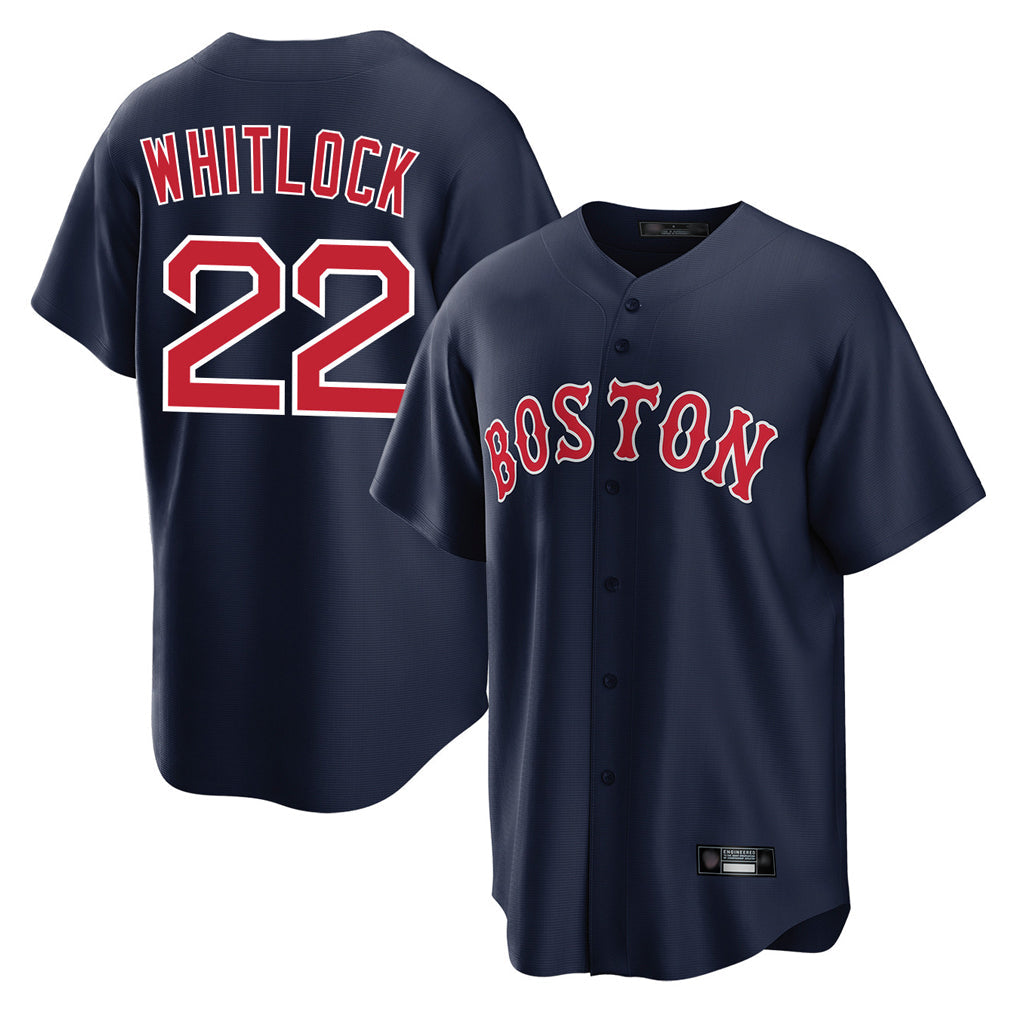 STECN B.Red Sox #22 Garrett Whitlock Player Navy Home Game Stitched Jerseys